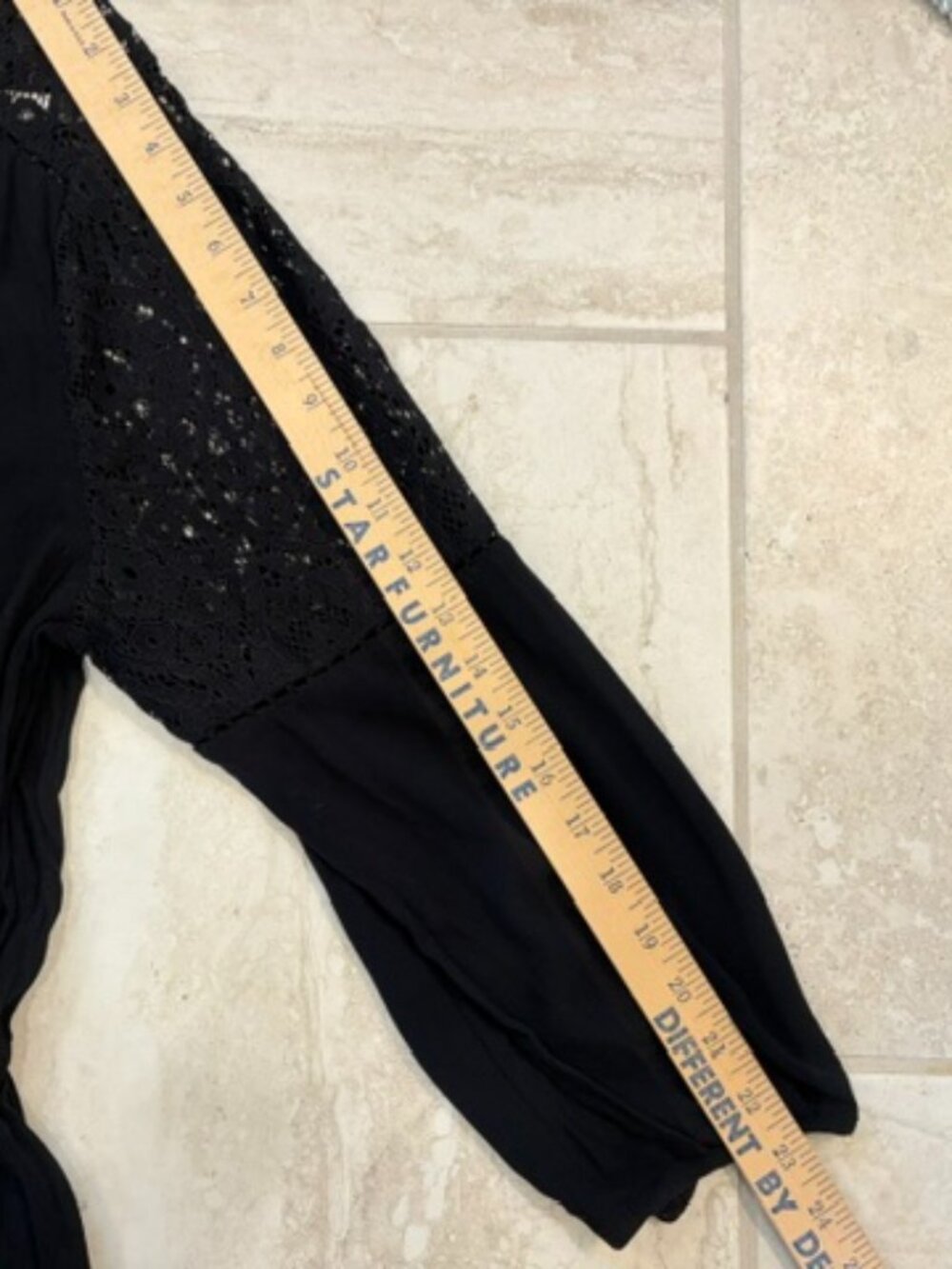 Style & Co Black Lace Trim Maxi Peasant Tiered Dress Sz XL Boho Whimsigoth - Picture 10 of 10
